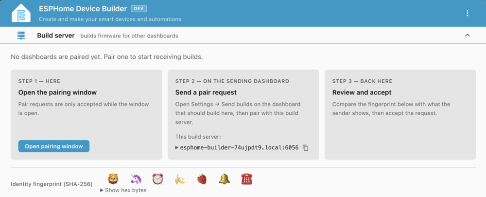 Pairing a build server in the ESPHome Device Builder